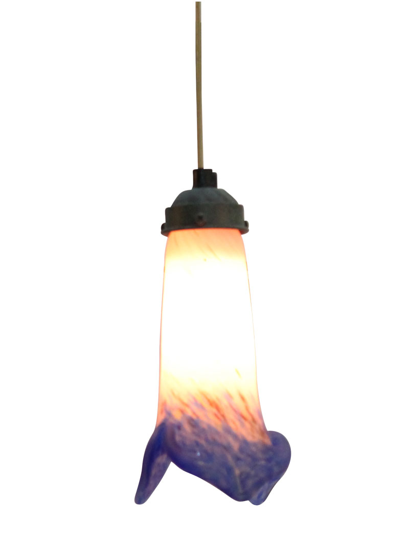 Antikmagasinet Fransk lilja, Fönsterlampa, Orange Med BlŒ Kant